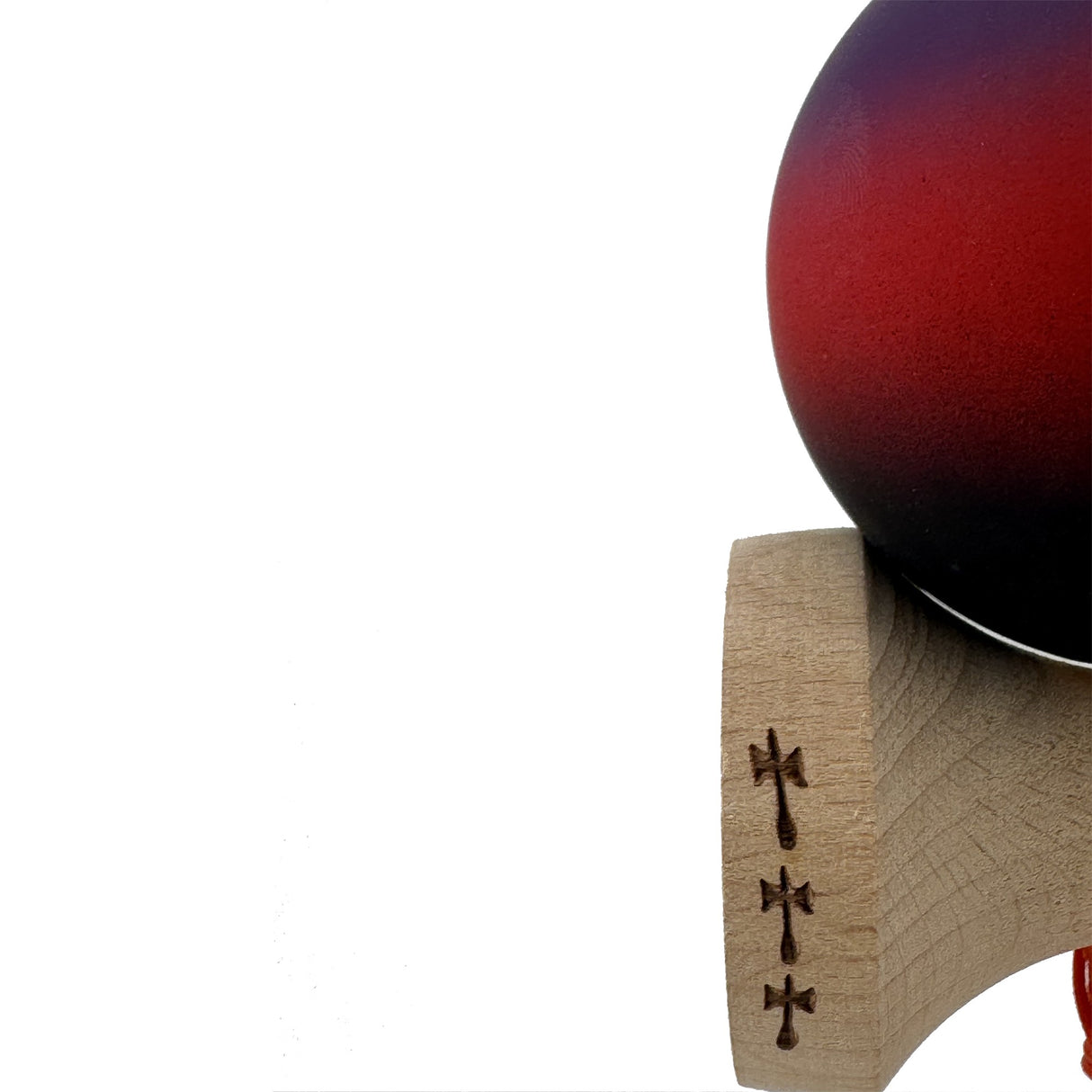 Kendama X Originala, Profesionala, Flippy, Big Cups V2, Rubber Grip cu Cupe Mari, Rulment Metalic cu Ata 55 cm,-Mov/Rosu/Negru - vivimall.ro