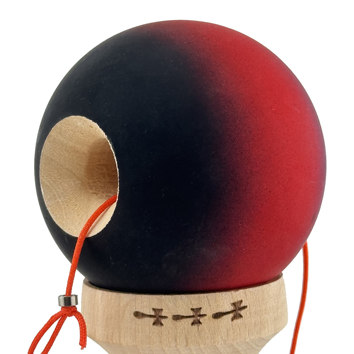 Kendama X Originala, Profesionala, Flippy, Big Cups V2, Rubber Grip cu Cupe Mari, Rulment Metalic cu Ata 55 cm,-Mov/Rosu/Negru - vivimall.ro