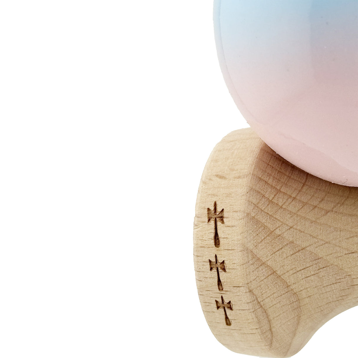 Kendama X Originala, Profesionala, Vivimall, Big Cups V2, Super Sticky, Rulment Metalic cu Ata 55 cm, Albastru/Roz - vivimall.ro