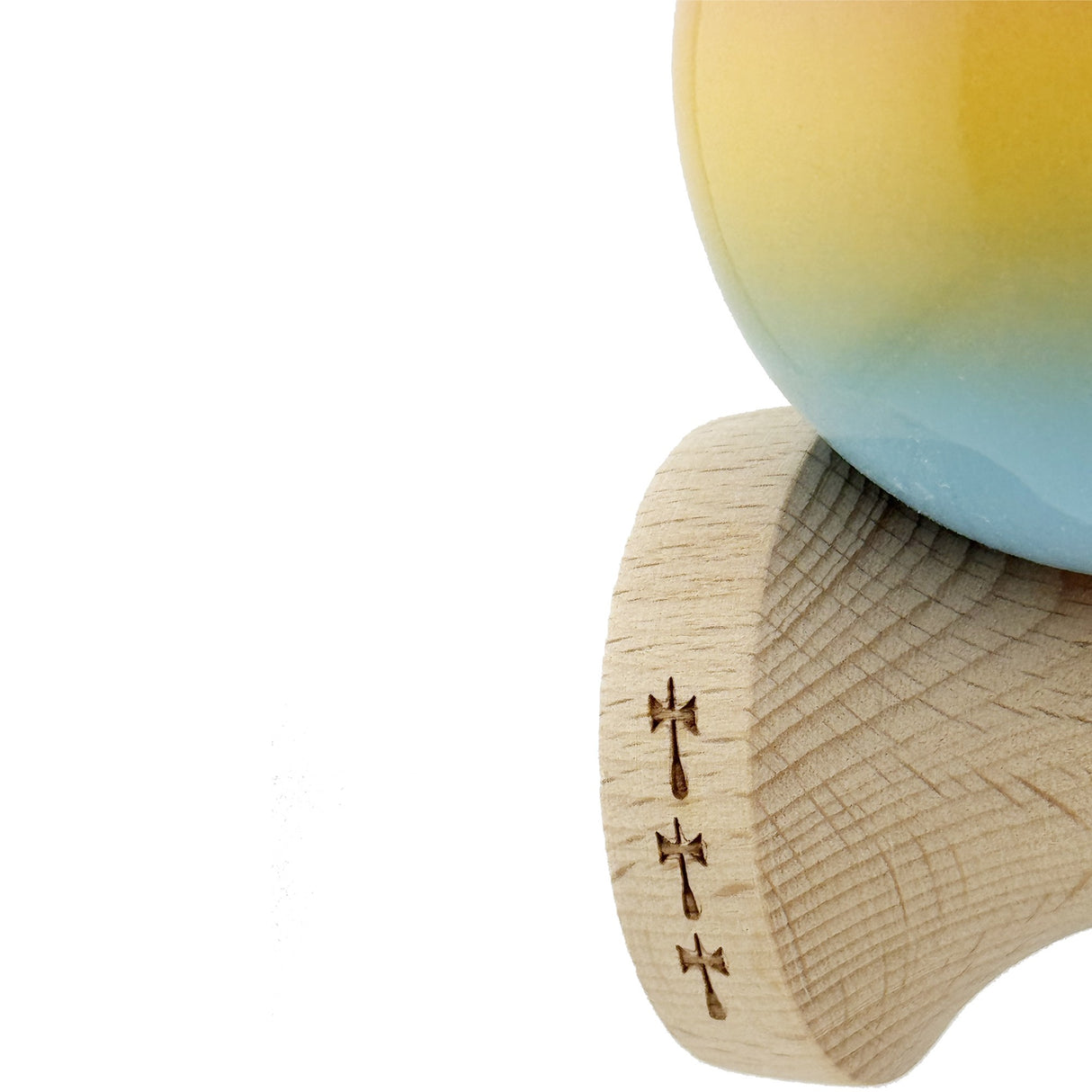 Kendama X Originala, Profesionala, Vivimall, Big Cups V2, Super Sticky, Rulment Metalic cu Ata 55 cm, Roz/Galben/Albastru - vivimall.ro