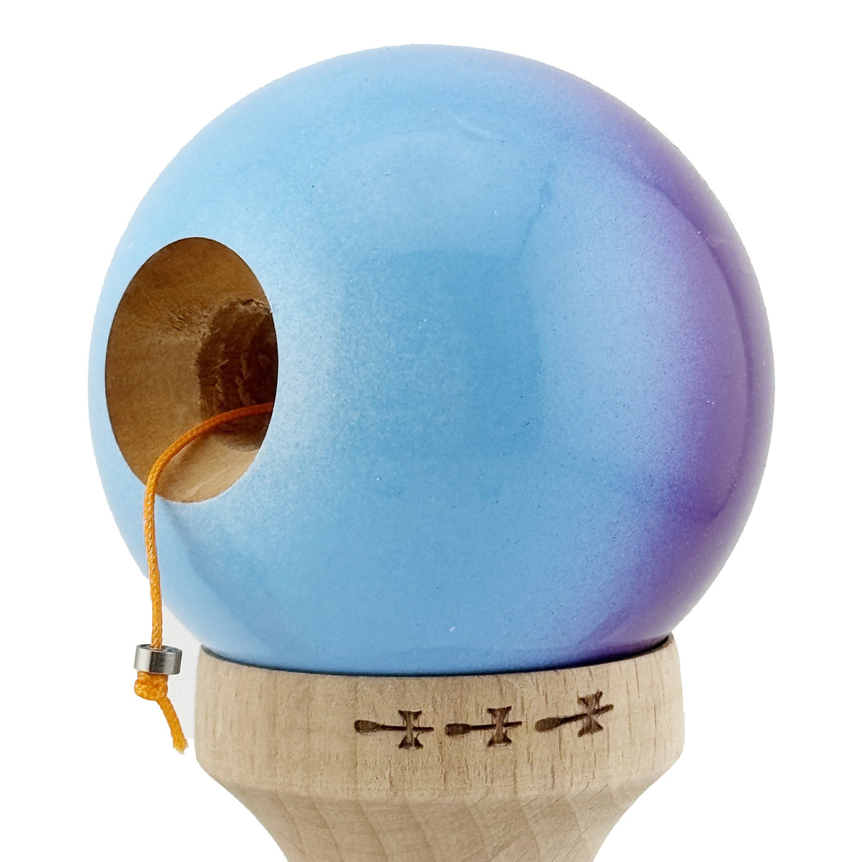 Kendama X Originala, Profesionala, Vivimall, Big Cups V2, Super Sticky, Rulment Metalic cu Ata 55 cm, Mov/Albastru - vivimall.ro