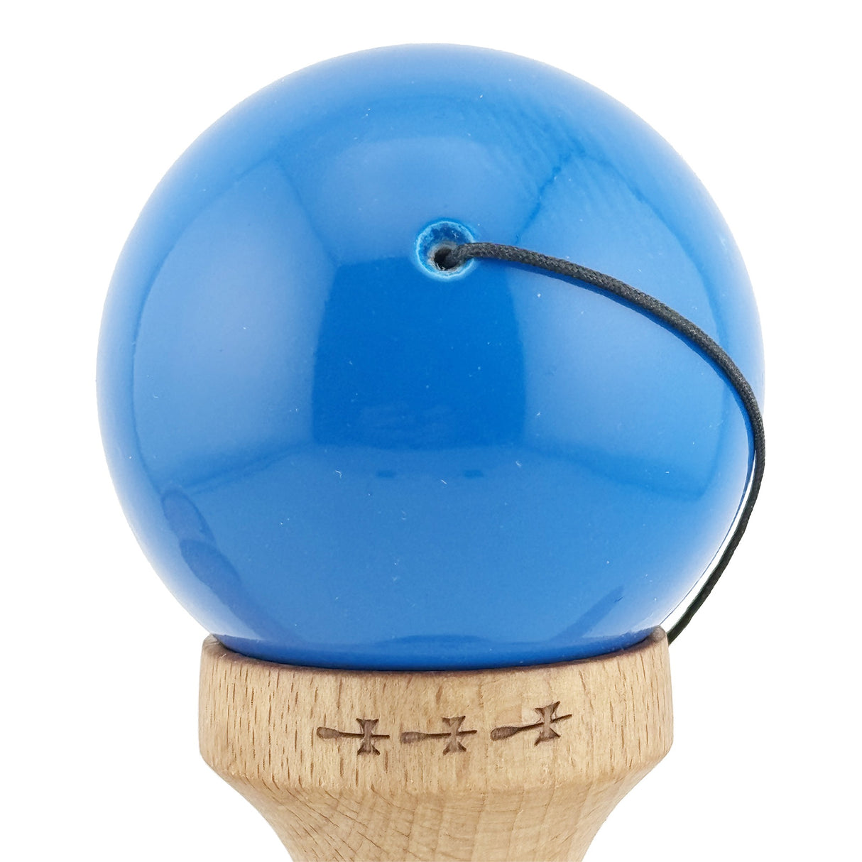 Kendama X Originala, Profesionala, Flippy, Big Cups V2, Super Sticky cu Cupe Mari, Rulment Metalic, din lemn 18 cm, Ata 55 cm, Albastru/Negru