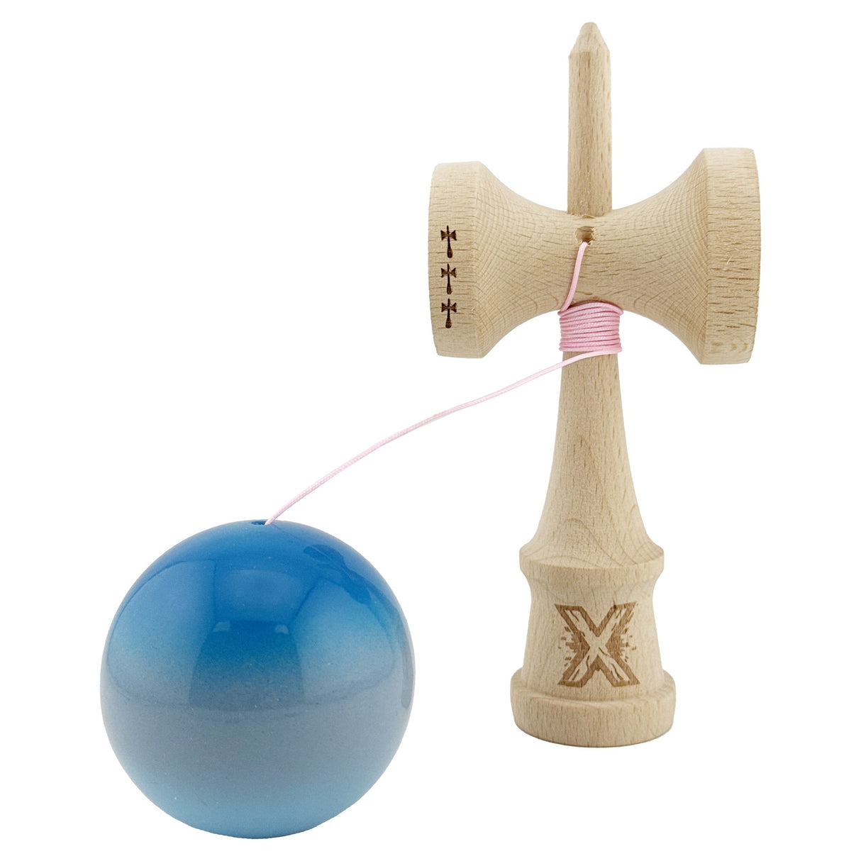 Kendama X Originala, Profesionala, Vivimall Big Cups V2, Super Sticky din Lemn, 18 cm, Gradient Albastru/Gri/Bleu - vivimall.ro