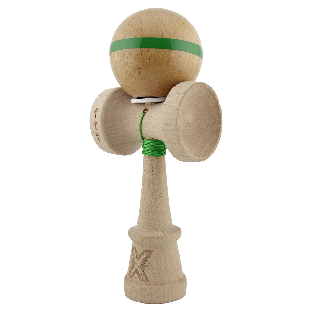 Kendama X Originala, Profesionala, Vivimall, Super Sticky, Cupe Mari KING SIZE V3, Gaura in Baza, Rulment Metalic, din lemn 18 cm, Ata 55 cm, Original Verde - vivimall.ro