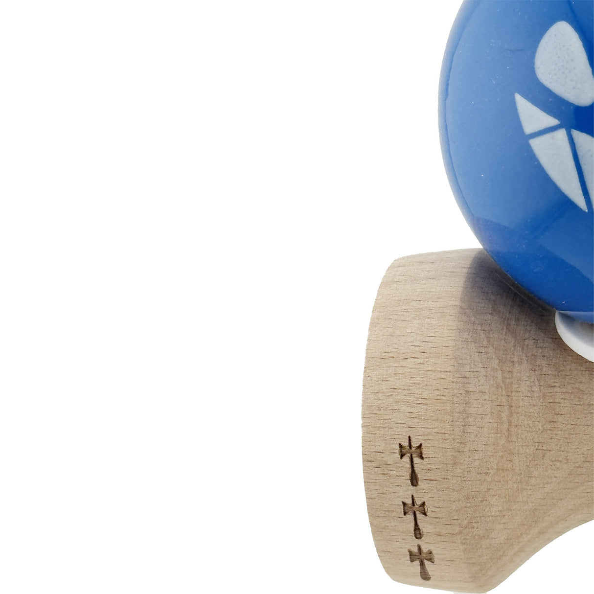 Kendama X Originala, Profesionala, Vivimall, Crazy Smile, Super Sticky cu Cupe Mari KING SIZE V3, Gaura in Baza, Rulment Metalic, din lemn 18 cm, Ata 62/65 cm, Special Albastru - vivimall.ro