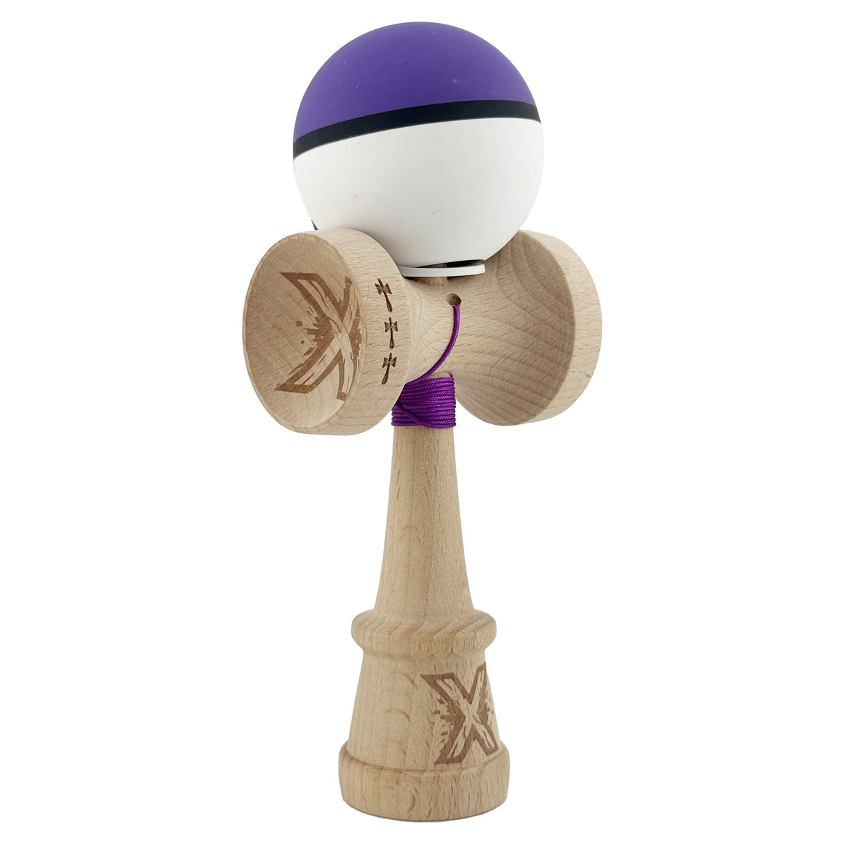 Kendama X Originala, Profesionala, Vivimall, Big Cups V3, Rubber Grip model Mov/Alb - vivimall.ro