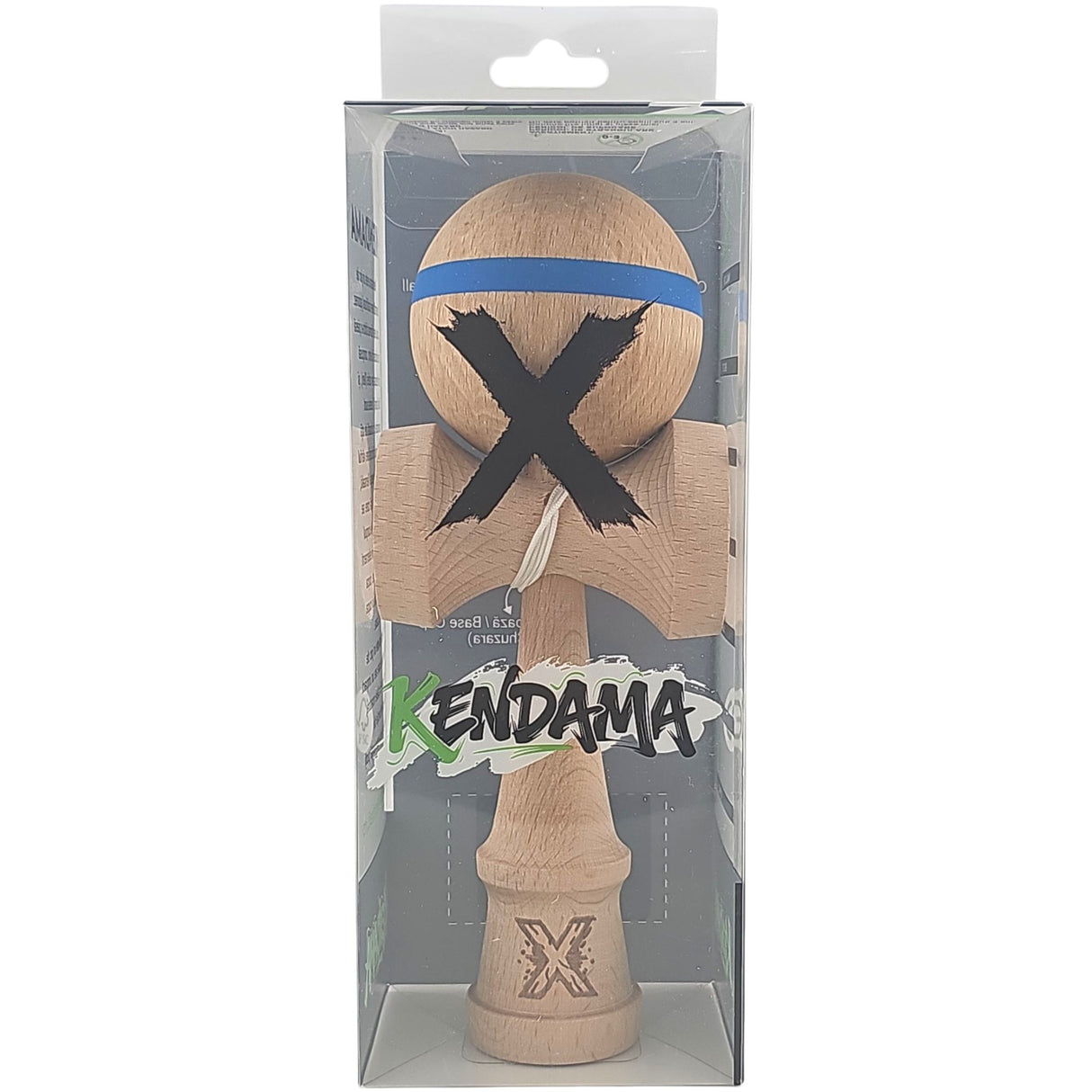 Kendama X Originala, Profesionala, Vivimall, din Lemn, 18 cm, Special, Model cu Dunga, Albastru - vivimall.ro