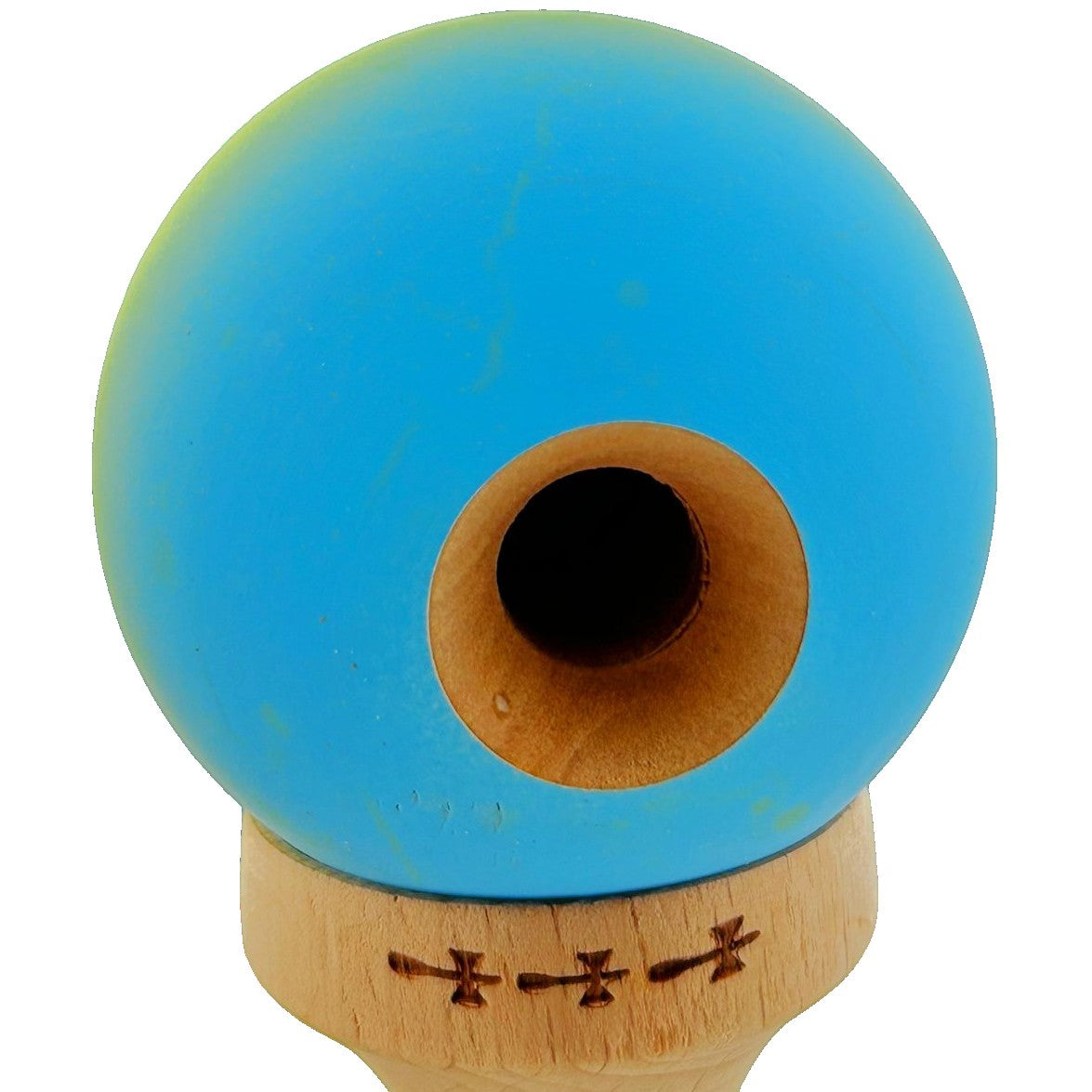 Kendama X Originala, Profesionala, Flippy, Big Cups V2, Rubber Grip cu Cupe Mari, Rulment Metalic cu Ata 55 cm,-Gradient Galben/Albastru - vivimall.ro