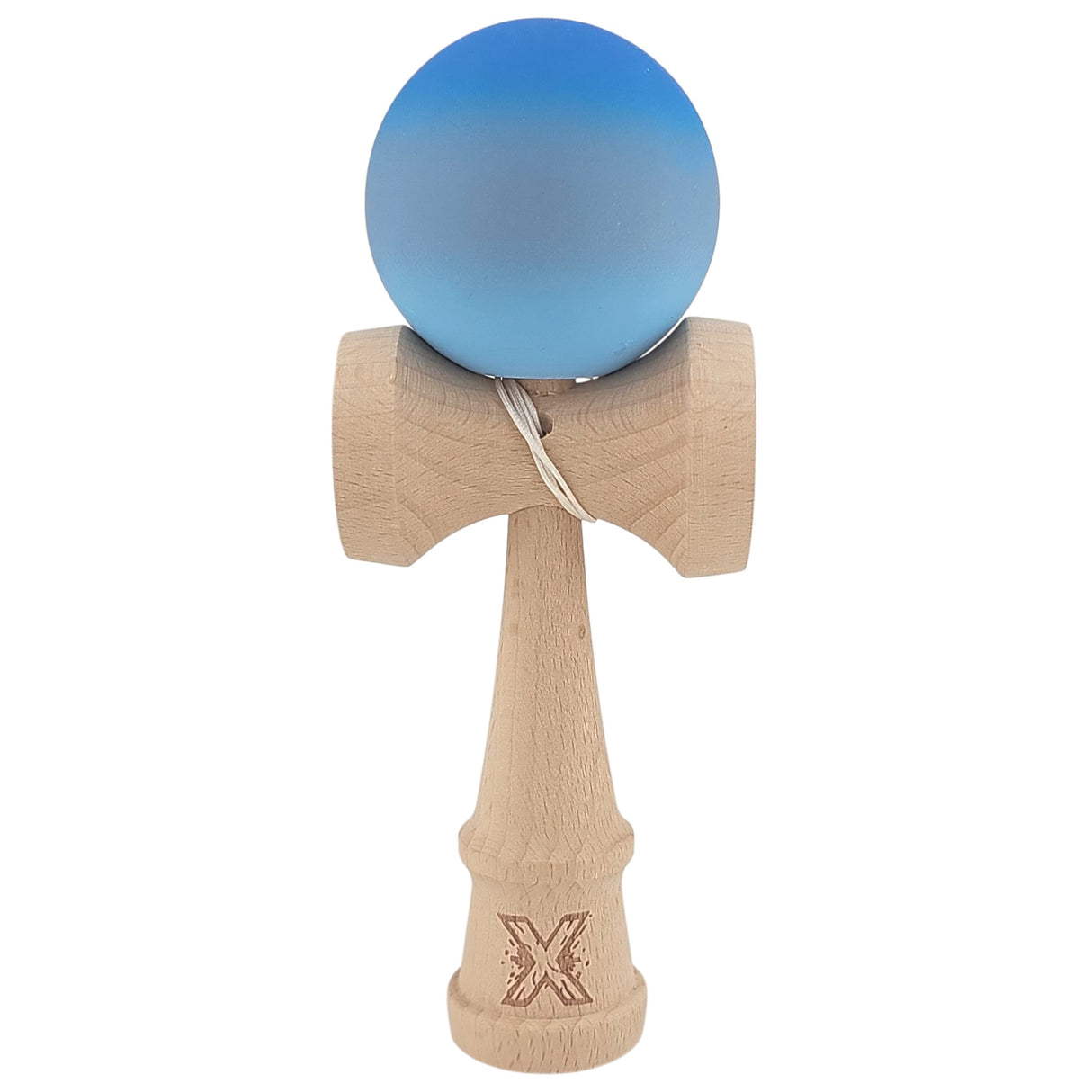 Kendama X Originala, Profesionala, Vivimall, din Lemn, Rubber Grip, 18 cm, Albastru/Gri/Bleu - vivimall.ro
