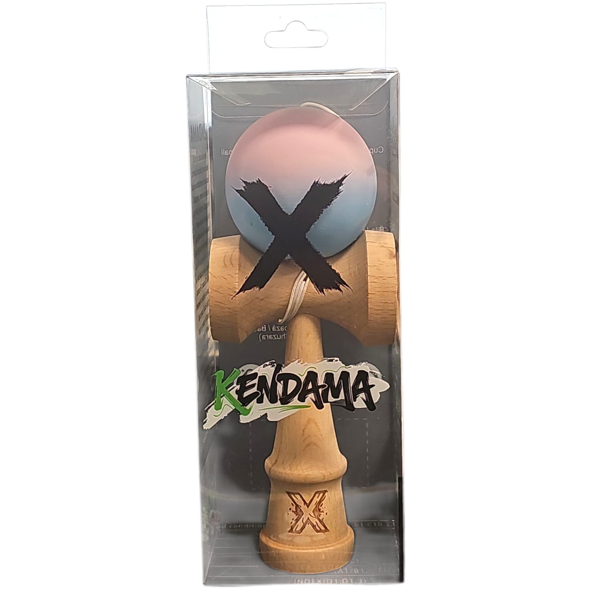 Kendama X Originala, Profesionala, Vivimall, din Lemn, Rubber Grip, 18 cm, Lila/Turcoaz - vivimall.ro