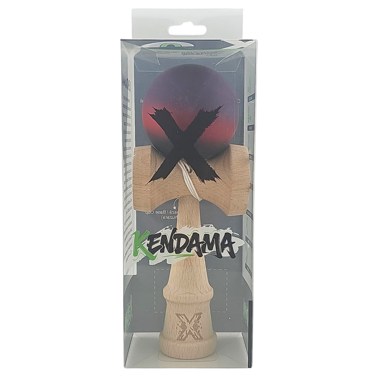 Kendama X Originala, Profesionala, Vivimall, din Lemn, Rubber Grip, 18 cm, Mov/Rosu/Negru - vivimall.ro