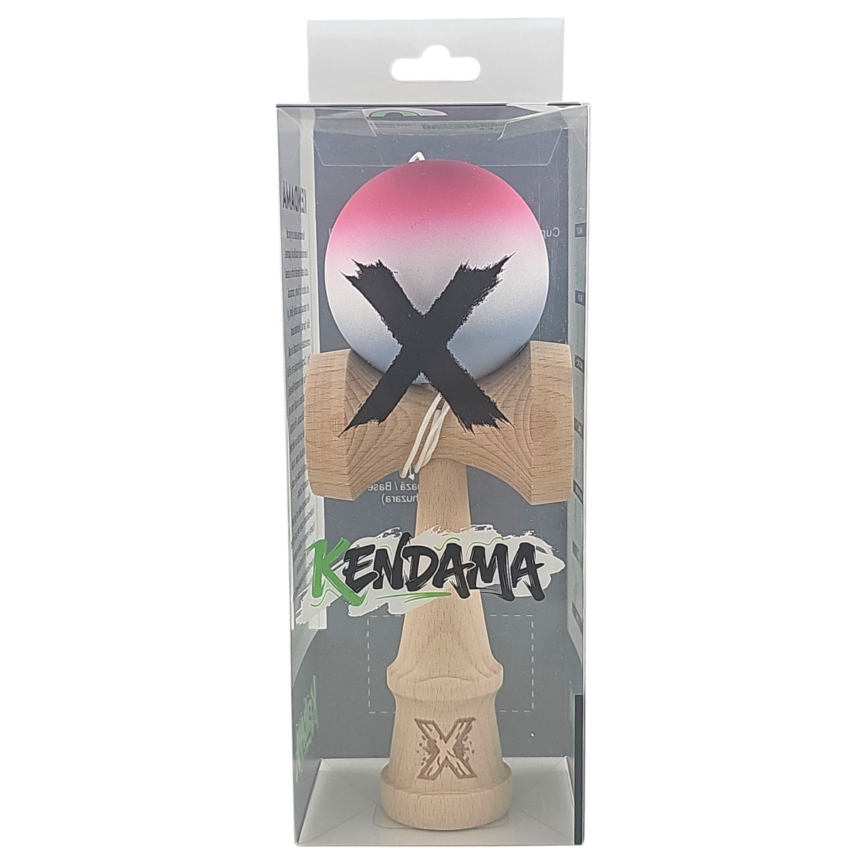Kendama X Originala, Profesionala, Vivimall, din Lemn, Rubber Grip, 18 cm, Roz/Alb/Gri - vivimall.ro
