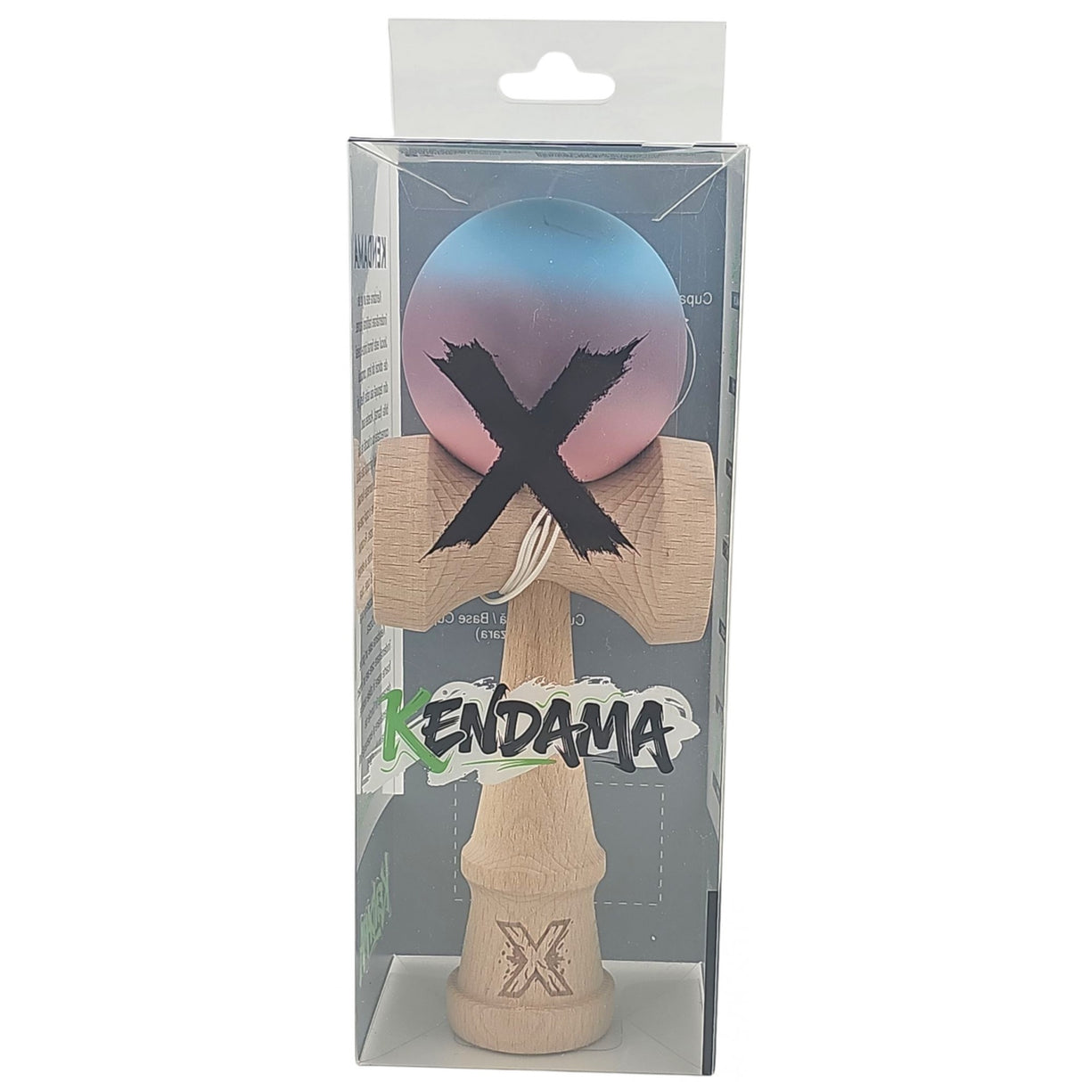 Kendama X Originala, Profesionala, Vivimall, din Lemn, Rubber Grip, 18 cm, Roz/Mov/Albastru - vivimall.ro
