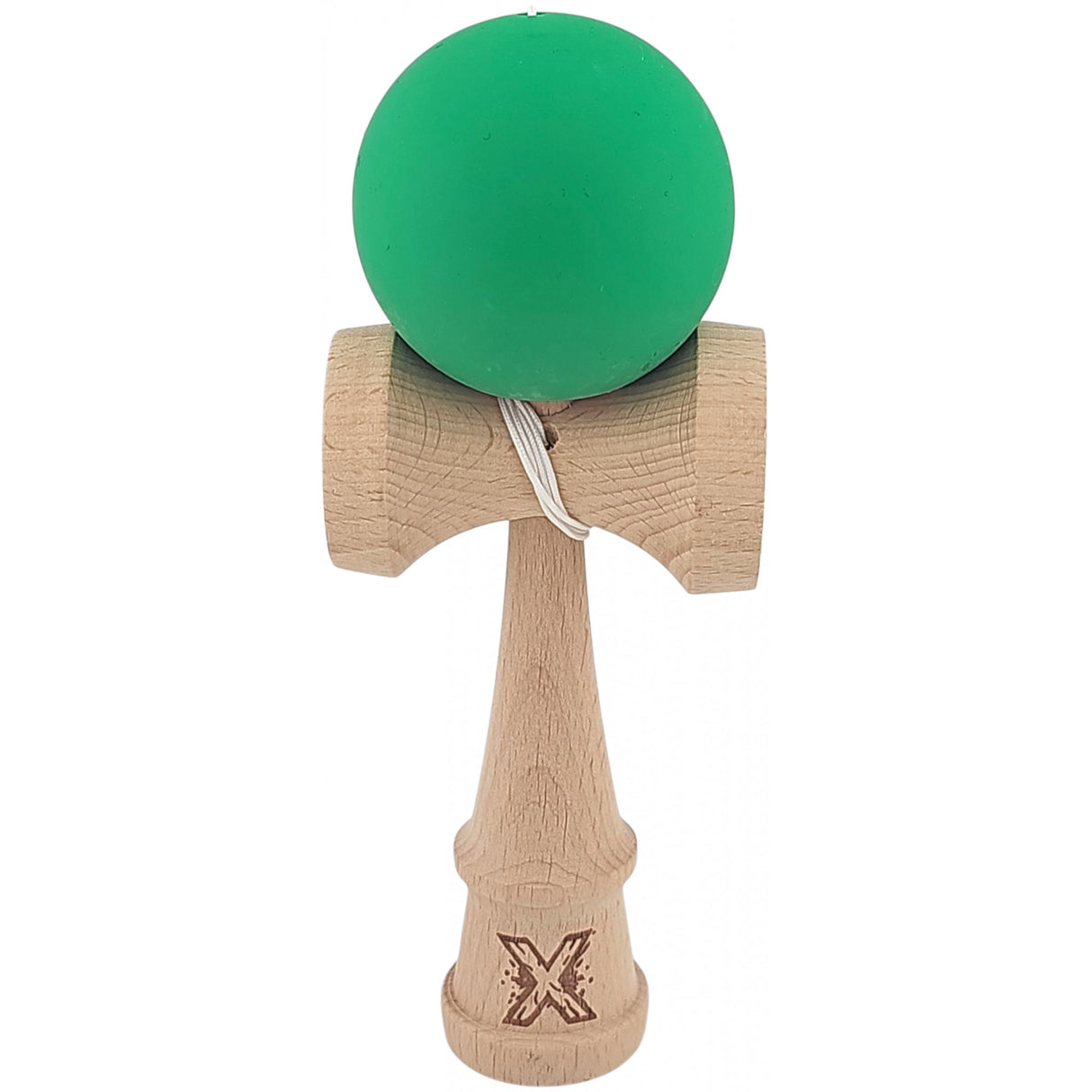 Kendama X Originala, Profesionala, Flippy, din lemn, Rubber Grip, 18 cm, Verde - vivimall.ro