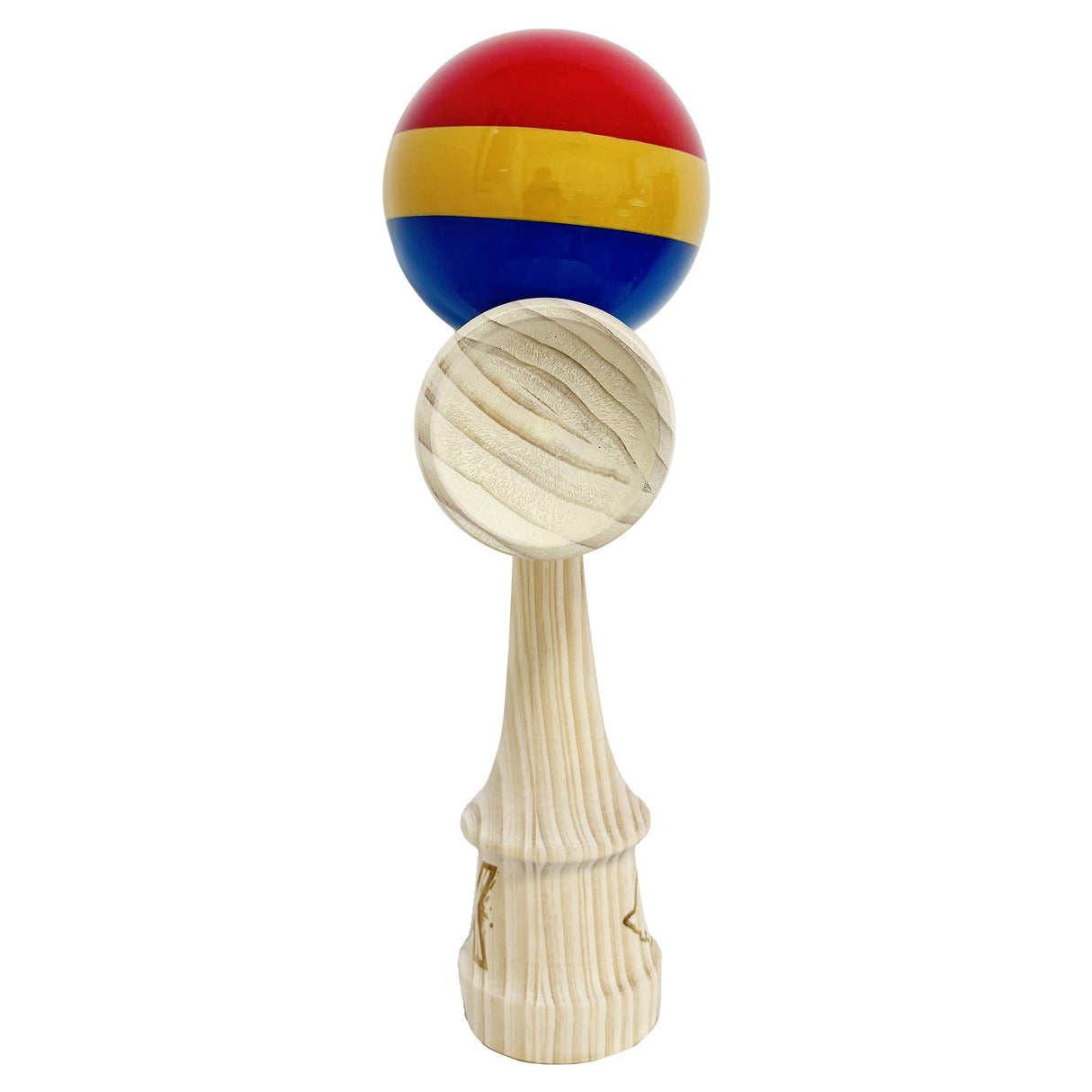 Kendama X Originala, Profesionala, Vivimall, Inaltime 52 cm, SUPER BIG cu Cupe KING SIZE, Bila Super Sticky, Diametrul 17 cm, din Lemn, Multicolor - vivimall.ro