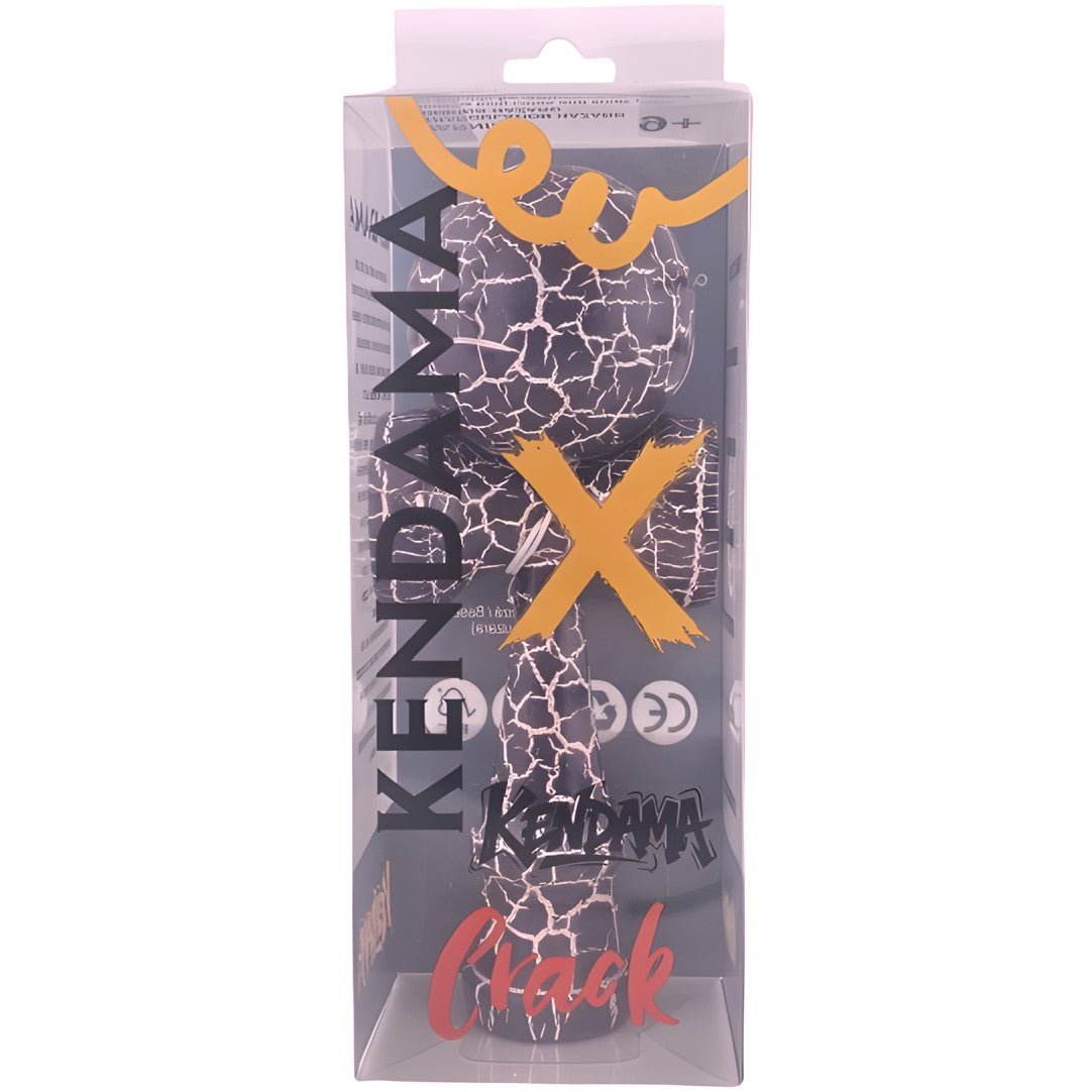 Kendama X Originala, Profesionala, Flippy, Kendama Cracked, din Lemn – 18 cm, Crack Mov/Alb - vivimall.ro