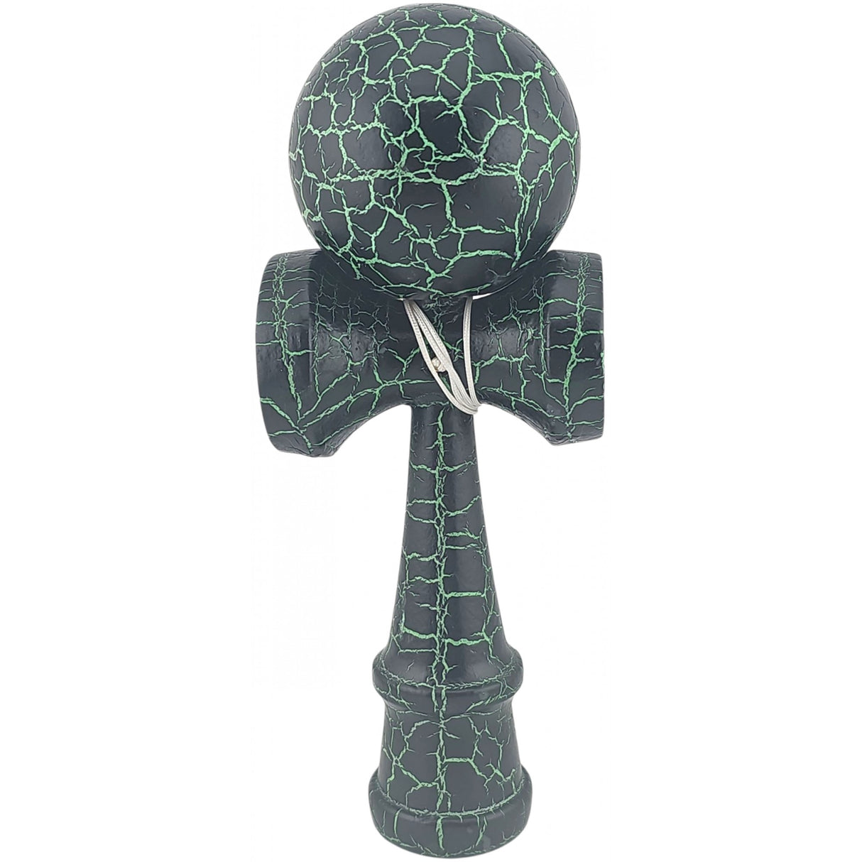 Kendama X Originala, Profesionala, Vivimall, Kendama Cracked, din Lemn – 18 cm, Crack Negru/Verde