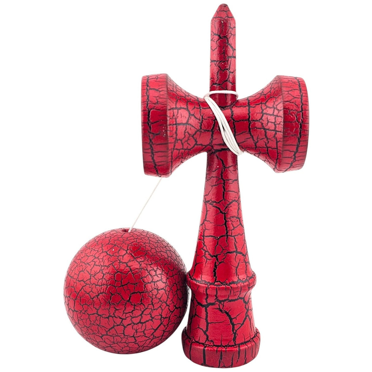 Kendama X Originala, Profesionala, Flippy, Kendama Cracked, din Lemn, 18 cm, Rosu/Negru - vivimall.ro