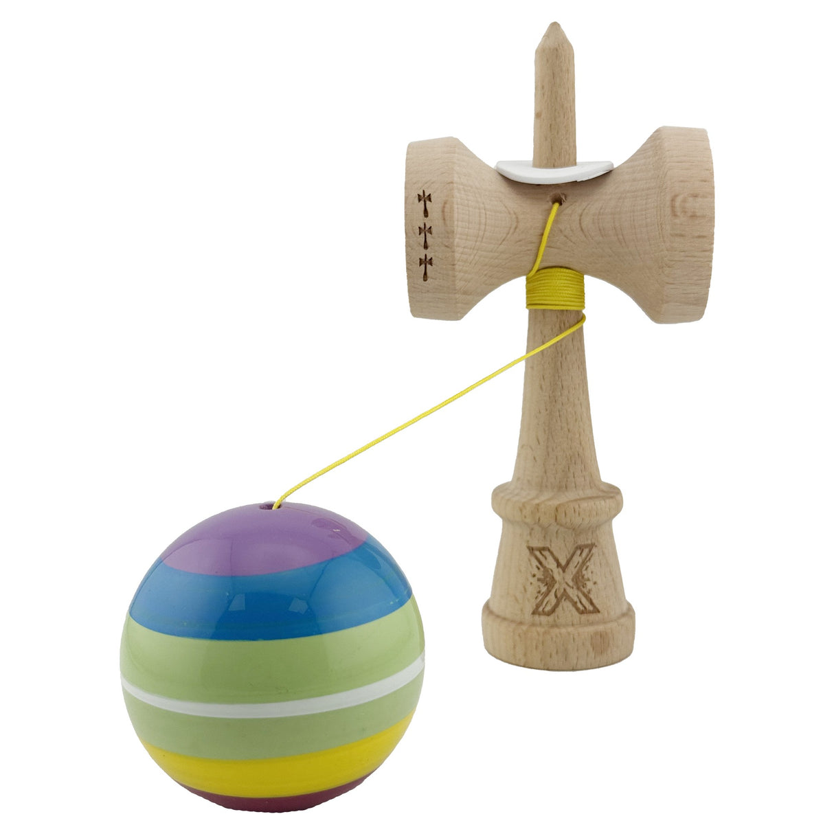Kendama X Originala, Profesionala, Vivimall, Legendary Spectrum, Cupe Mari KING SIZE V3, Super Sticky, Gaura in Baza, Rulment Metalic, din lemn 18 cm, Ata 55 cm, Multicolor - vivimall.ro