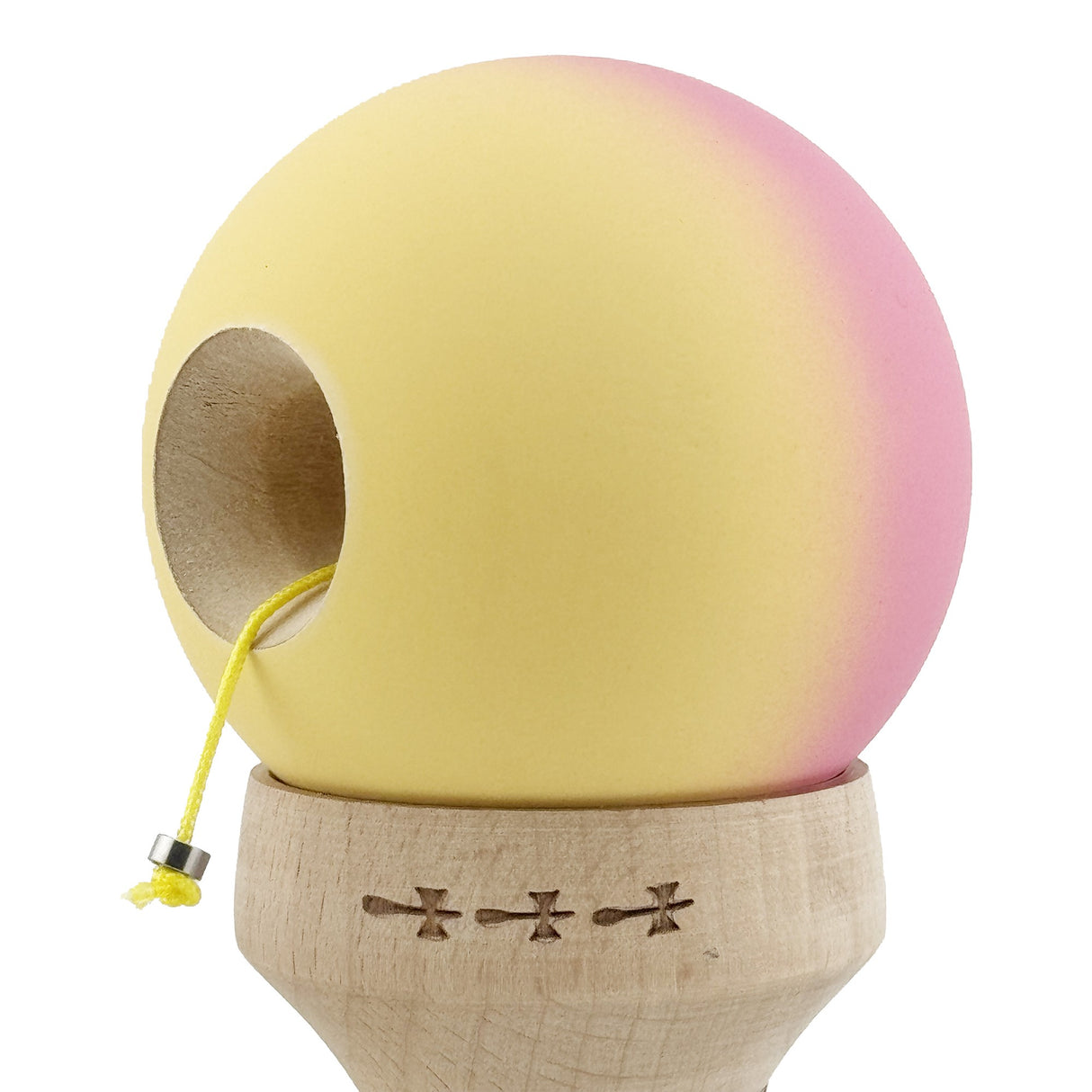 Kendama X Originala, Profesionala, Vivimall, Big Cups V3, Rubber Grip model Roz/Galben - vivimall.ro