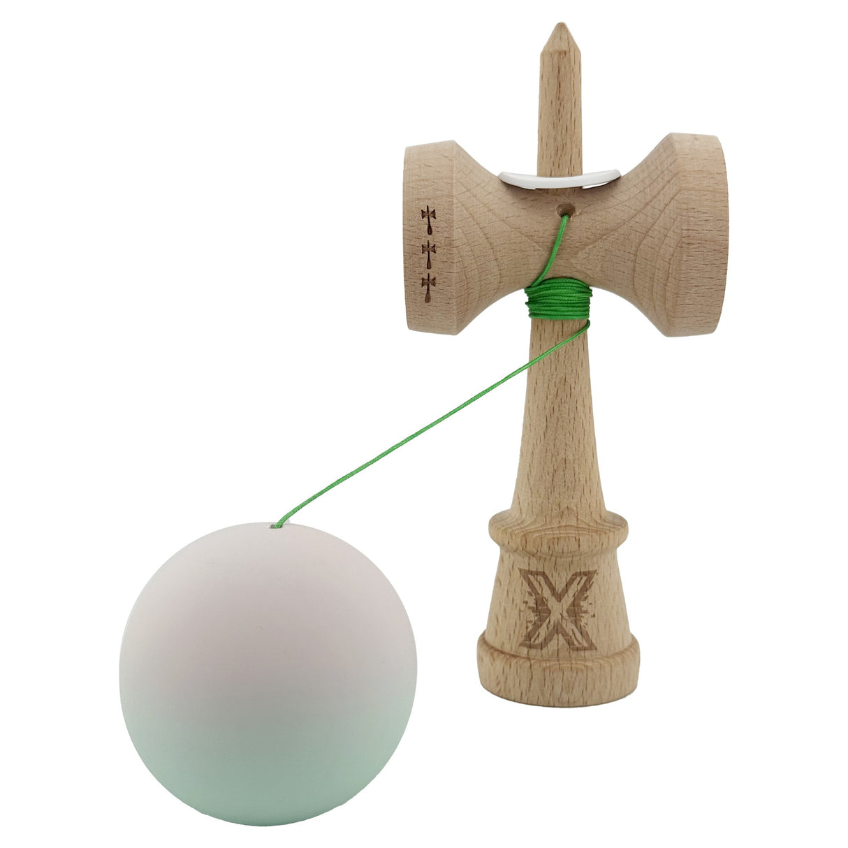 Kendama X Originala, Profesionala, Vivimall, Big Cups V3, Rubber Grip model Roz/Verde - vivimall.ro