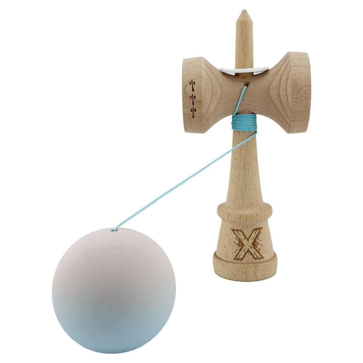 Kendama X Originala, Profesionala, Vivimall, Big Cups V3, Rubber Grip model lila/turcoaz - vivimall.ro