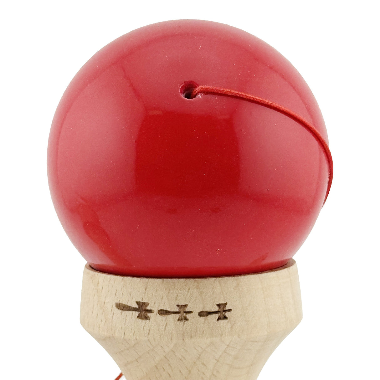 Kendama X Originala, Profesionala, Vivimall, Super Sticky cu Cupe Mari KING SIZE V3, Gaura in Baza, Rulment Metalic, din lemn 18 cm, Ata 62/65 cm, Bicolor Rosu/Alb - vivimall.ro