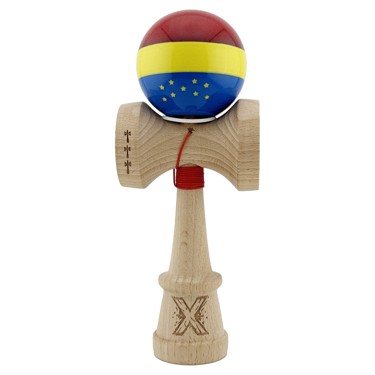 Kendamă King Size V3 cu cupe mari 5,1 cm și finisaj Super Sticky, detaliu cupă superioară