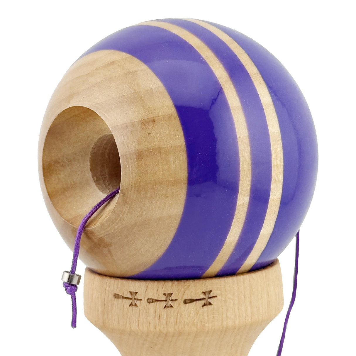 Kendama X Rainbow Originala, Profesionala, Vivimall, Big Cups V2, Super Sticky cu Cupe Mari, Rulment Metalic, din lemn 18 cm, Ata 55 cm, Indigo/Maro - vivimall.ro