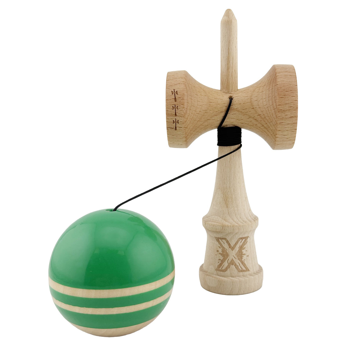 Kendama Originala X - RAINBOW , Profesionala, Vivimall, din Lemn, 18 cm, Verde -largel balls+large handle +Original Super Sticky
