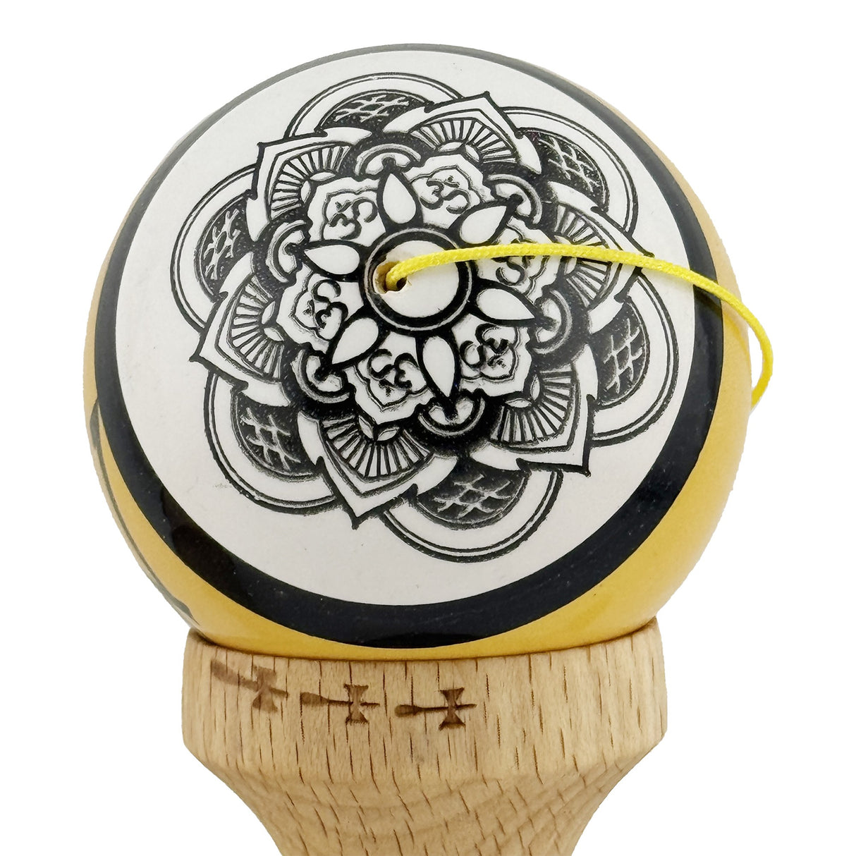 Kendama X ZEN Originala, Profesionala, Flippy, Big Cups V2, Super Sticky Legendary Cupe Mari, Rulment Metalic cu Ata 55 cm, Auriu/Alb - vivimall.ro