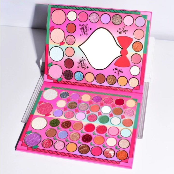 Set de Machiaj Kevin&Coco, 72 de Culori, Paleta de Farduri, Iluminatoare, Blush, Model Christmas Babe, Oglinda Glob, 25.5x20x1.7 cm, Multicolor - vivimall.ro