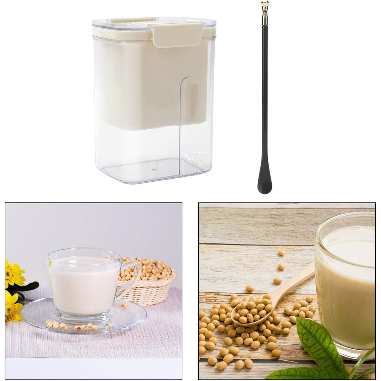 Kit Presa Pentru Branza, Vivimall, Filtru de Iaurt, Strecuratoare de Iaurt Grecesc, Filtru de lapte, 18x9.7x13 cm, Lingura Verde 20x1.6 cm, Alb - vivimall.ro