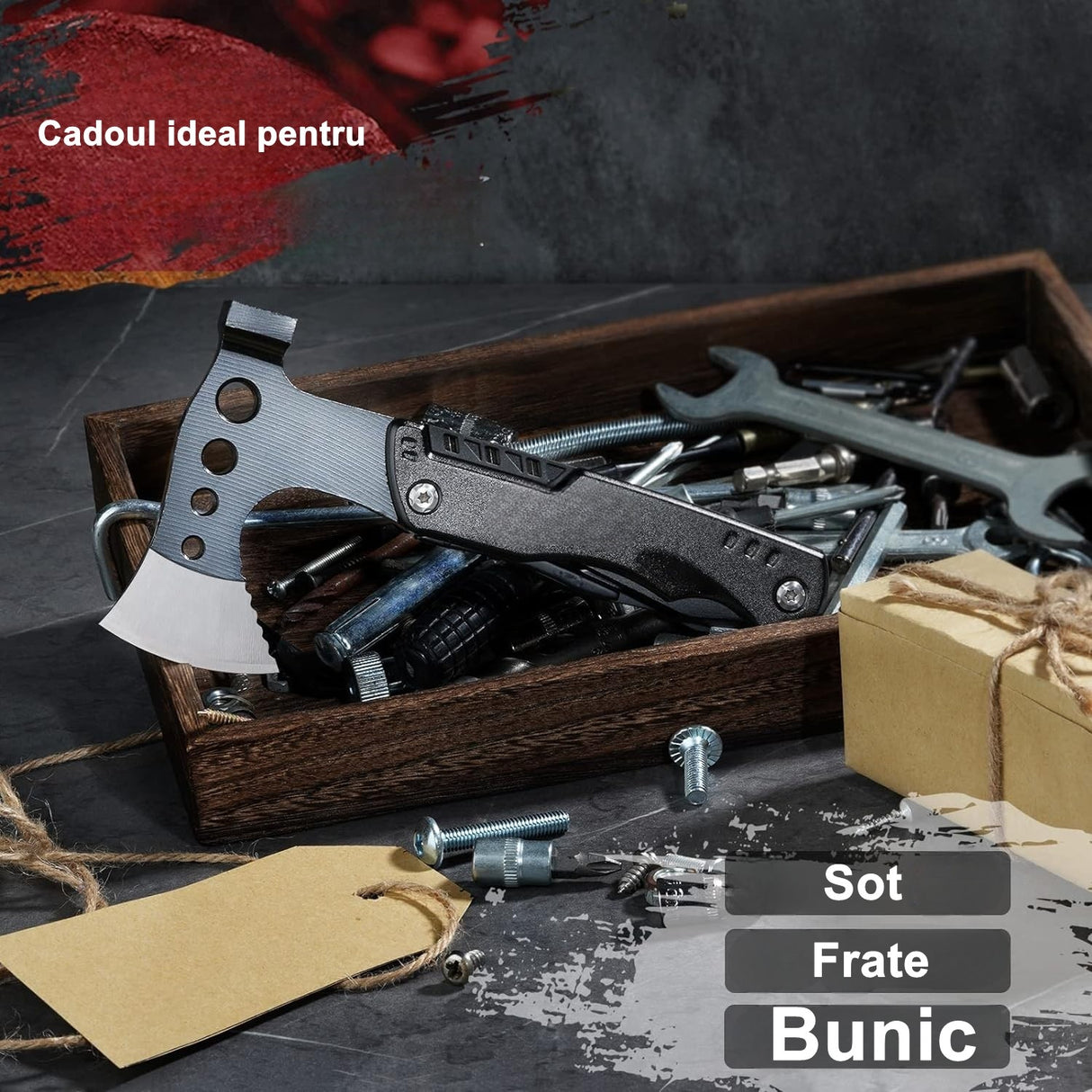 Kit supravietuire multifunctional 16 in 1 Vivimall, Instrumente profesionale, Agatatoare ghiozdan, pentru Camping, Drumetii, Aventuri in aer liber, borseta inclusa, negru - vivimall.ro