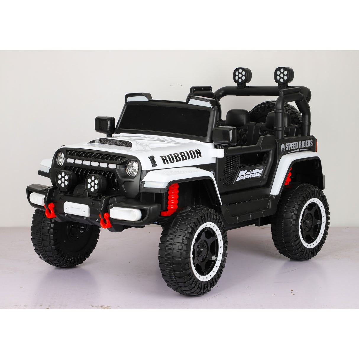 Masina Electrica pentru Copii, Vivimall, Off-Road, Conectare Bluetooth, telecomanda, Tractiune Spate, Lumina Intermitenta, Baterie 12V 7Ah, 120 x 63 x 68cm, Alb - vivimall.ro