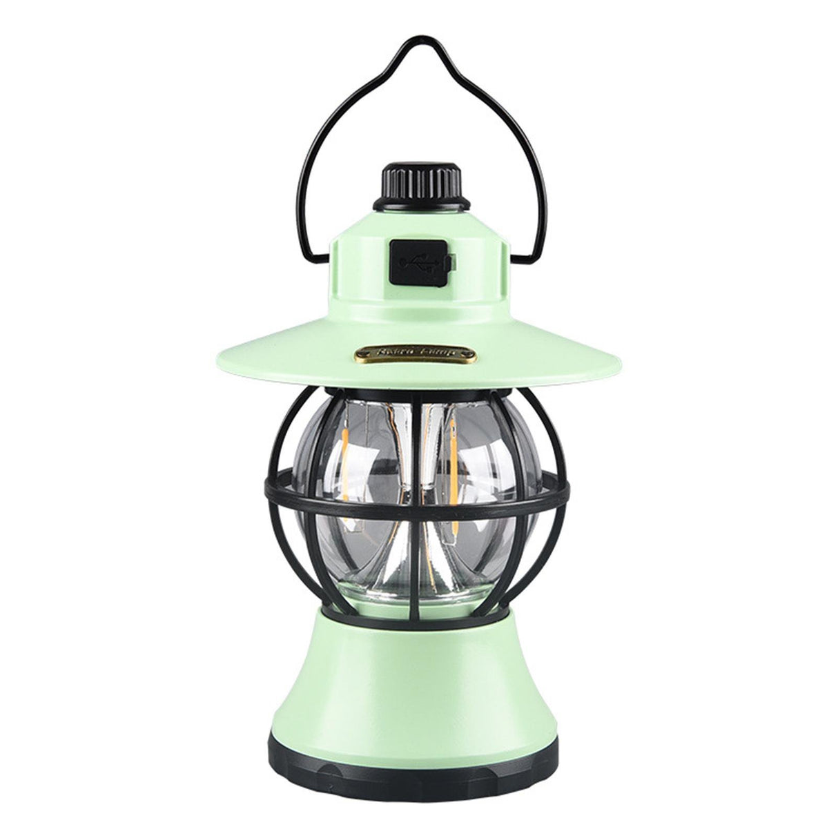 Felinar LED reîncărcabil 1200 mAh camping, vedere laterală, dimensiuni 9,3x9,3x20 cm