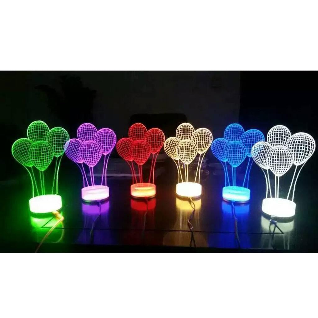 Lampa de Veghe cu Baterii/USB 3D Model Baloane Multicolor - vivimall.ro