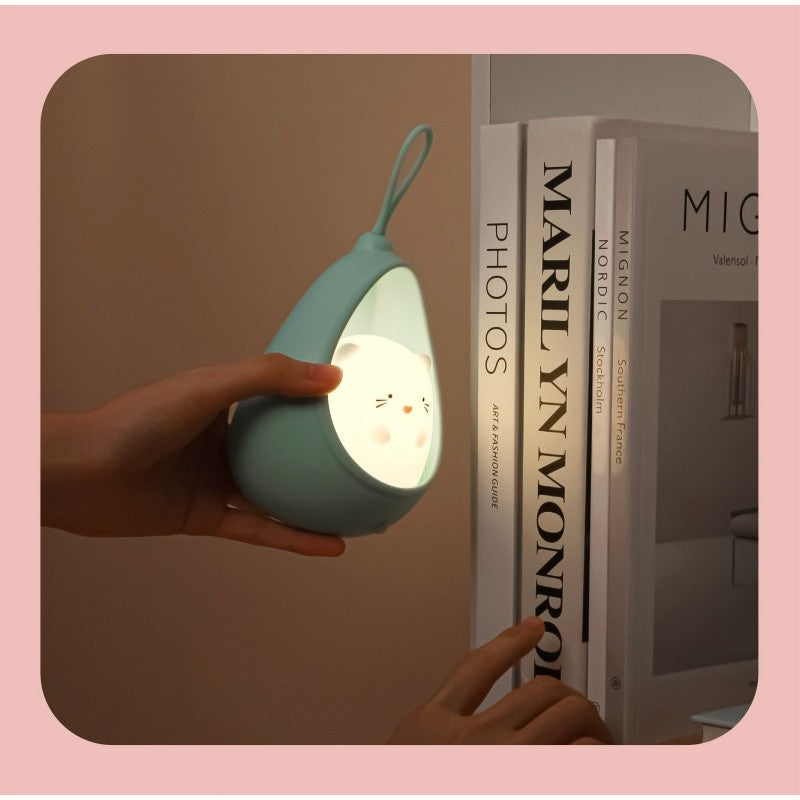 Lampa de veghe portabila cu 2 moduri de functionare Vivimall, silicon non-toxic, reincarcabila USB, senzor miscare, albastru, iepuras - vivimall.ro