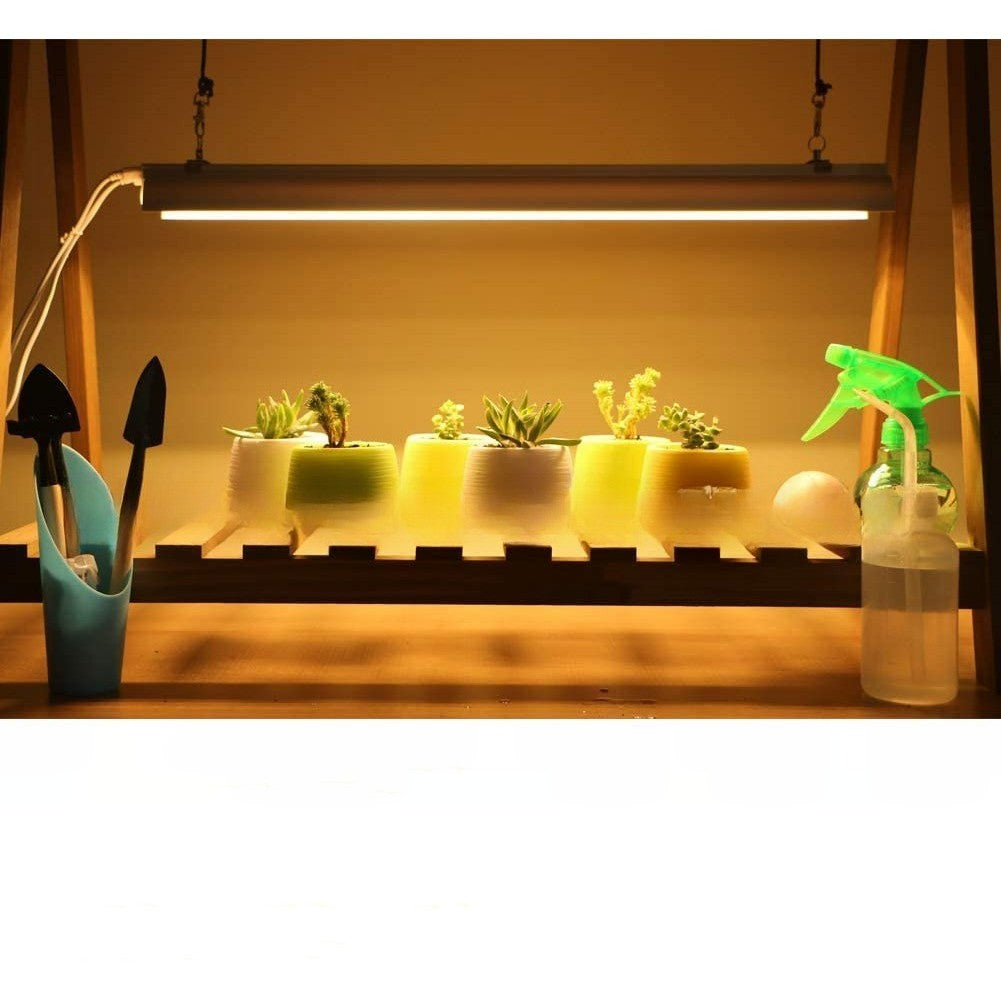 Lampa dubla pentru cresterea plantelor Vivimall, 50 cm, T5, tehnologie LED, nu afecteaza plantele, potrivit pentru intregul ciclu de crestere, lumina alb calda