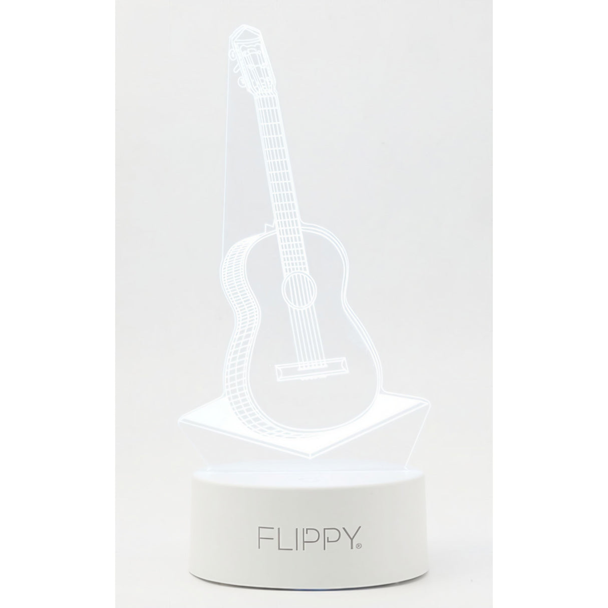 Lampa LED decorativa, Vivimall, 3D, Chitara, din material acril si lumina multicolora, alb - vivimall.ro