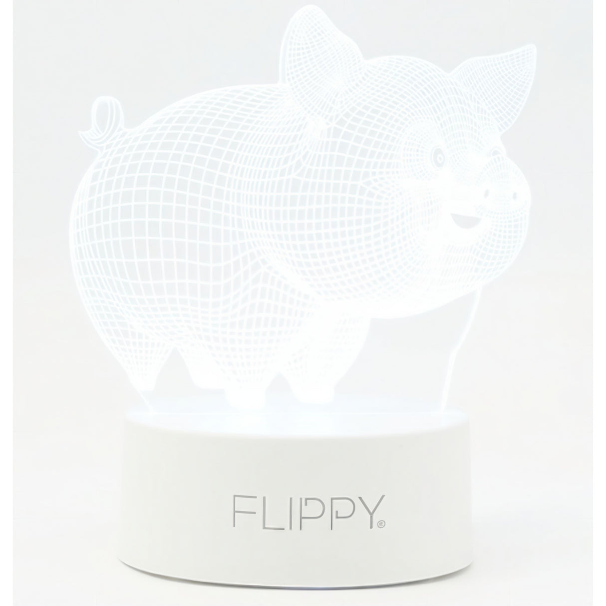 Lampa LED decorativa, Vivimall, 3D, Porcusor Gras, din material acril si lumina multicolora, alb - vivimall.ro