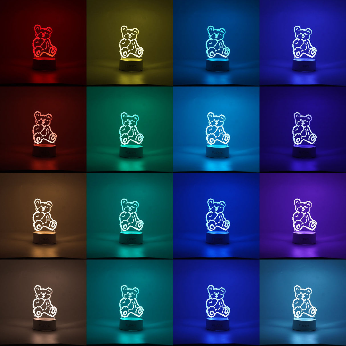 Lampa LED decorativa, Vivimall, 3D, Ursulet, cu telecomanda, doua moduri de alimentare USB si baterii, 20 cm inaltime, din material acril si lumina multicolora, alb - vivimall.ro