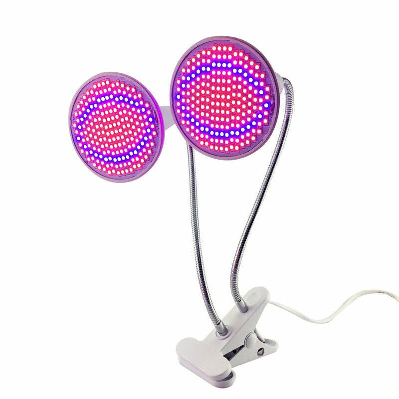 Lampa pentru cresterea plantelor de interior, Vivimall, cap dublu, nu emana caldura, 290 leduri, 2 culori , prindere cu clips, 46x11.5x9.2 cm - vivimall.ro