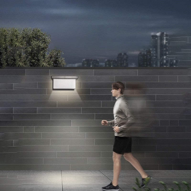 Aplica Solara De Exterior LED Vivimall, 13.5 cm x 8 cm, 150 Lumeni 60 LED 18W, IP65, 3 trepte de lumina, Senzor de Lumina, FORMA ARC, Alb Rece - vivimall.ro