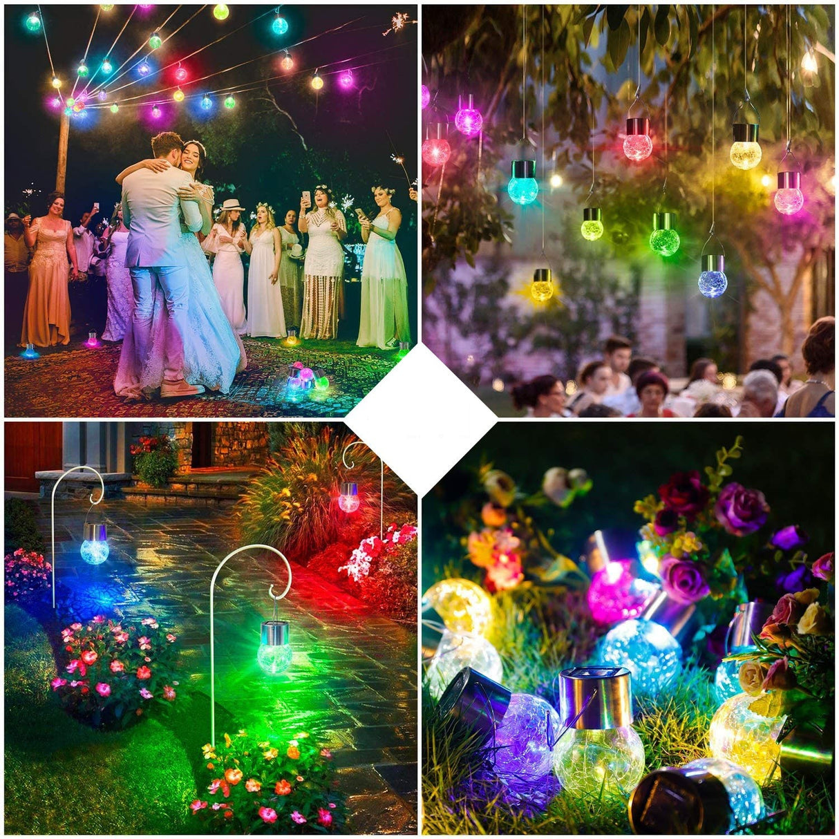 Lampa Solara Vivimall, LED, Tip Candelabru Mic, Cu Bila Din Sticla Crapata, Exterioara, Impermeabila, Iluminare 6-12 H, Multicolor - vivimall.ro