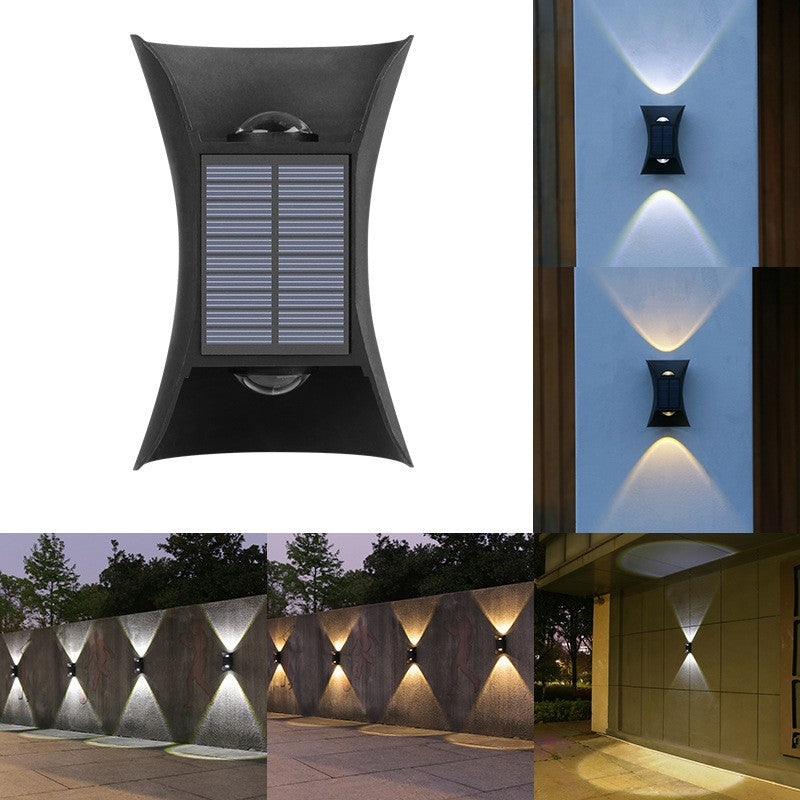 Lampa solara LED bidirectionala bicolora Vivimall, comutator culoare led, IP65, rezistent la apa, baterie 1.5 V, 400mah, 2 LED-uri, 13.5 x 9 cm, material ABS, multicolor - vivimall.ro