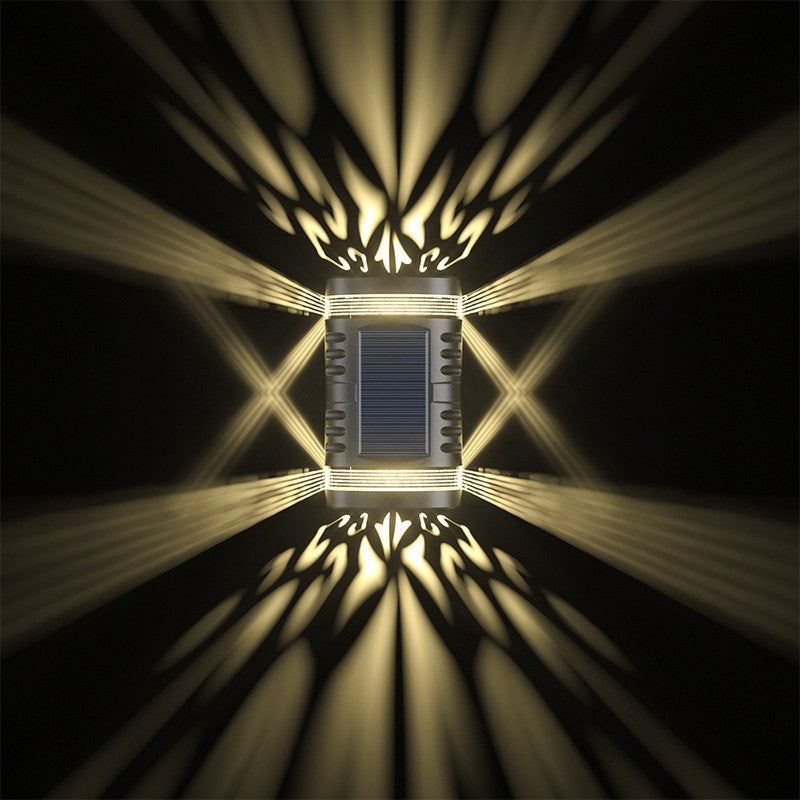 Lampa solara LED decorativa cu lumina bidirectionala Vivimall, IP65, 1.2V, 600mah, 15.1 x 9 x 6 cm, material ABS, alb cald - vivimall.ro