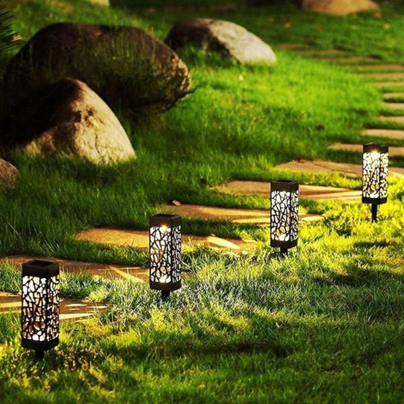 Lampa solara LED Vivimall, tip felinar, pentru gradina, inaltime 28.5 cm, putere 0.2W, 1.2V, 600mAh, alb cald - vivimall.ro