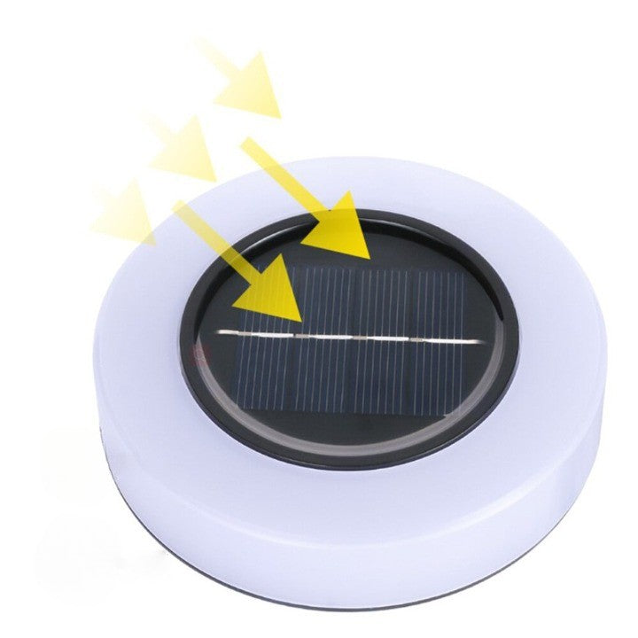 Lampa solara LED, sub forma de cerc, pentru gazon sau gradina, Rezistenta la apa, Vivimall, Alb cald - vivimall.ro