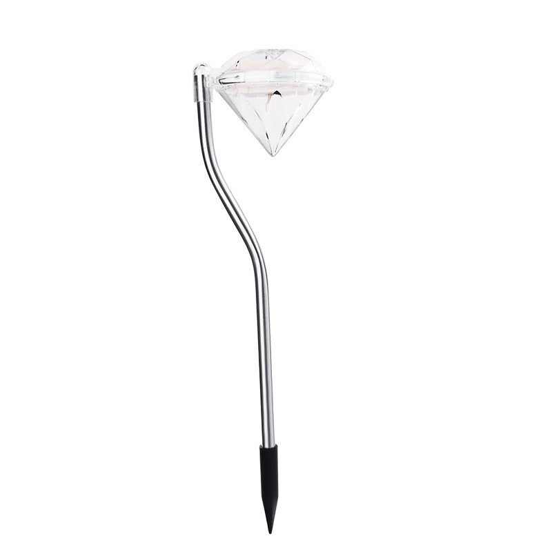 Lampa solara LED tip Diamant pentru gradina Vivimall, inaltime 30 cm, 2V, ABS, 600mAh, alb rece - vivimall.ro